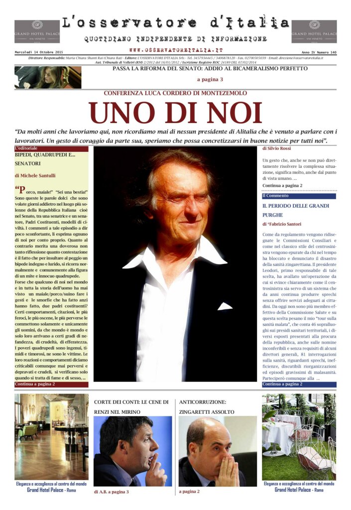 L'osservatore d'Italia edizione del 14 Ottobre 2015